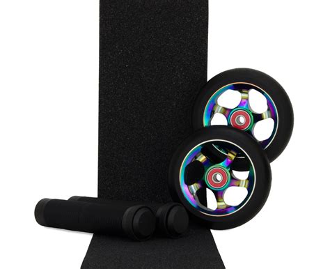 Metal Core 100mm Neochrome Rocket Fuel Scooter Wheels Black Grips