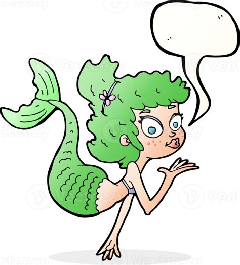 Sirena Bonita De Dibujos Animados Con Burbujas De Discurso 45306885 Png