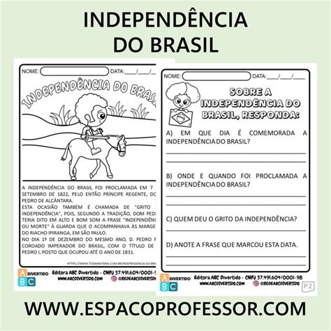 Atividades Sobre A Independ Ncia Do Brasil Ano