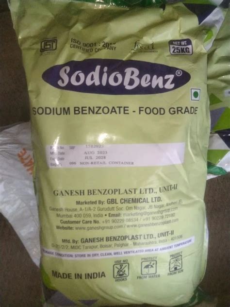 Sodium Benzoate Powder 25 Kg Bag At Rs 107 Kg In Mumbai ID