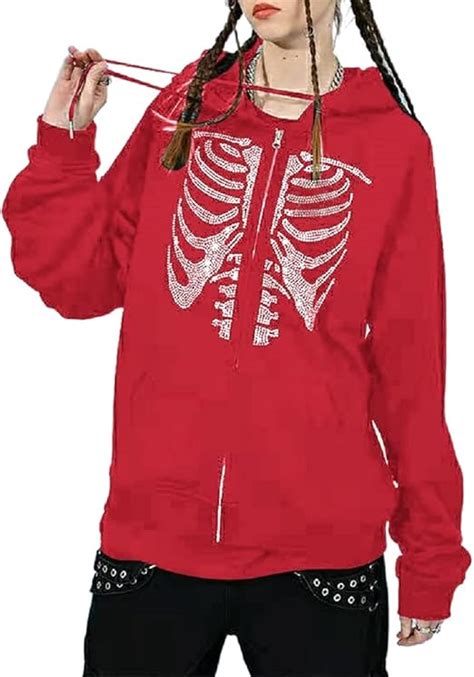 Womens Y2k Zip Up Hoodie Aesthetic Graphic Hooded Sweatshirt