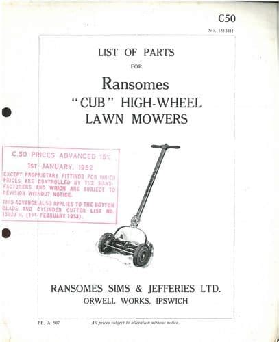 Ransomes Garden Mower Manuals