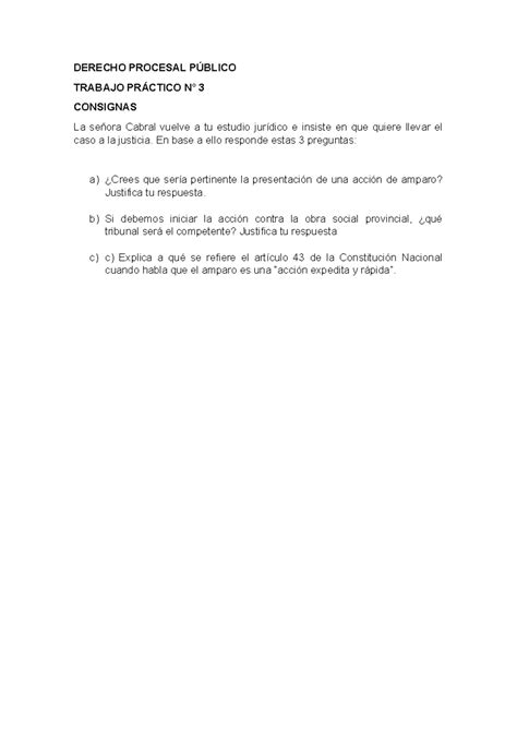 Derecho Procesal Público TP 3 DERECHO PROCESAL PÚBLICO TRABAJO