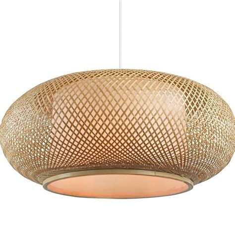 NOWOCZESNA LAMPA SUFITOWA WISZĄCA BAMBUSOWA PLECIONA BOHO E27 DUŻA 50CM