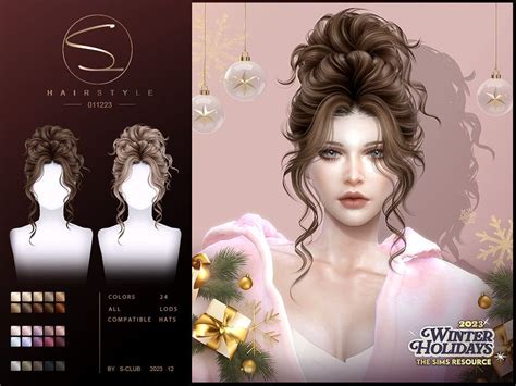 S Club S Winter Holidays 2023 Hair 01 Sims Hair Hair Styles Sims 4