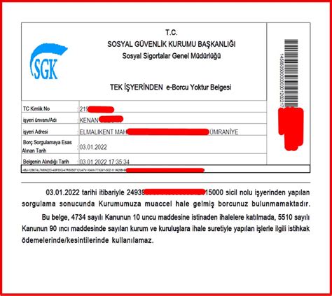 Sgk Borcu Yoktur Yazisi Yevmiye Maddesi