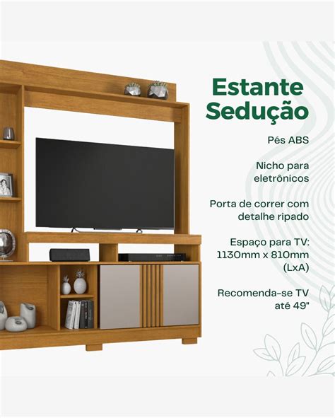 Riachuelo Estante Home para TV até 49 01 Porta de Correr e 05 Nichos