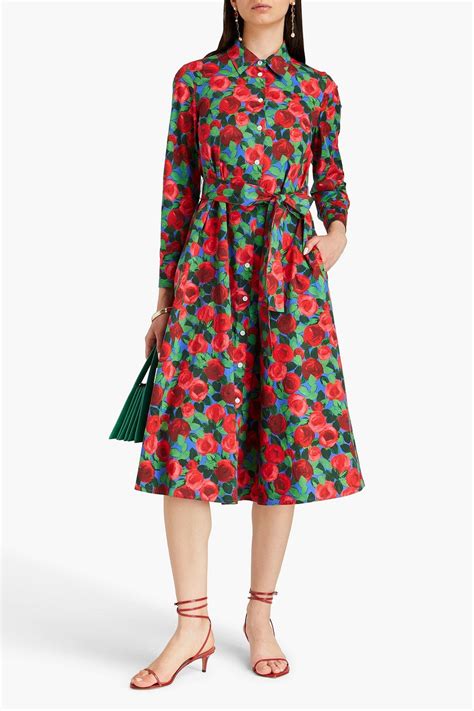 Carolina Herrera Belted Cotton Blend Poplin Midi Shirt Dress The Outnet