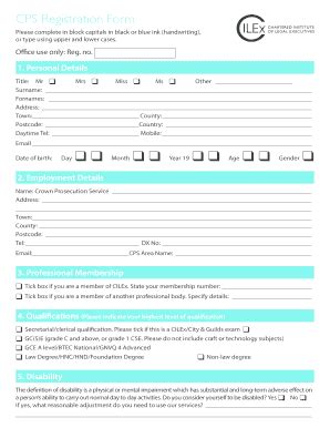 Fillable Online CPS Registration Form CILEx Home Fax Email Print