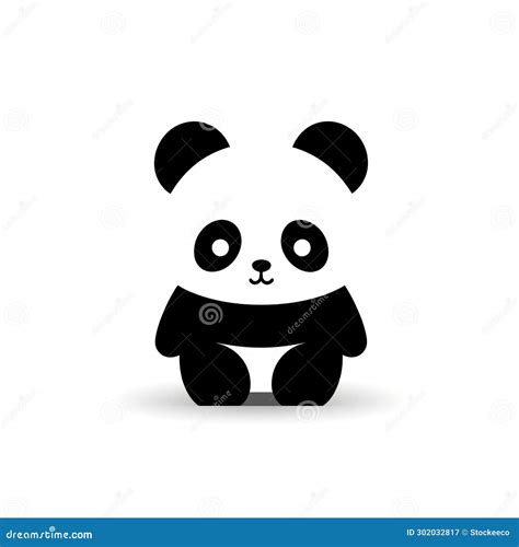 Minimalist Panda Bear Icon Vector Illustration Stock Illustration