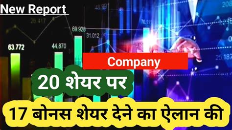 New Ye company 20 Share पर 17 बनस शयर दन क ऐलन क Bonus Date