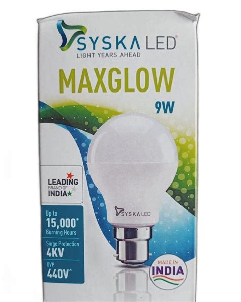 Pollycarbonate 9W Syska Maxglow LED Bulb Warm White At Rs 69 58 Piece