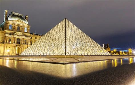 The Louvre Pyramid At Night Paris France Editorial Stock Image