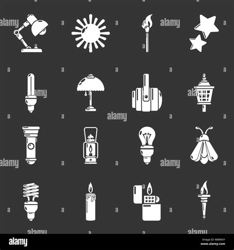 Light Source Icons Set Grey Vector Stock Vector Image And Art Alamy