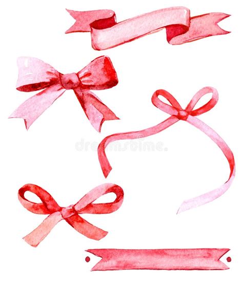 Watercolor Red Ribbons Bows Stock Illustrations 196 Watercolor Red Ribbons Bows Stock