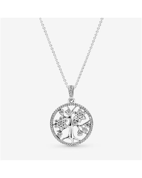 PANDORA Sparkling Family Tree Necklace in Silver (Metallic) - Lyst