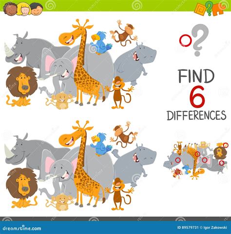 Finding Differences Game For Kids Stock Vector Illustration Of Lion