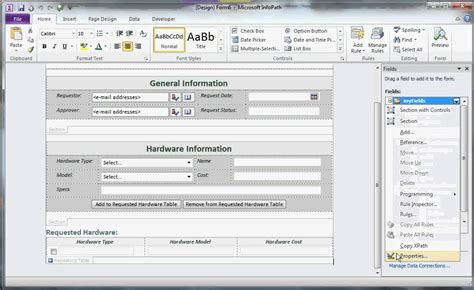 Create And Design Form In Ms Infopath 2010 Part 1 Youtube