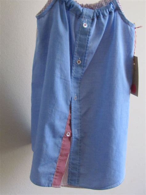 Daddy S Button Shirt Blue Dress With Red White Checked Placket And