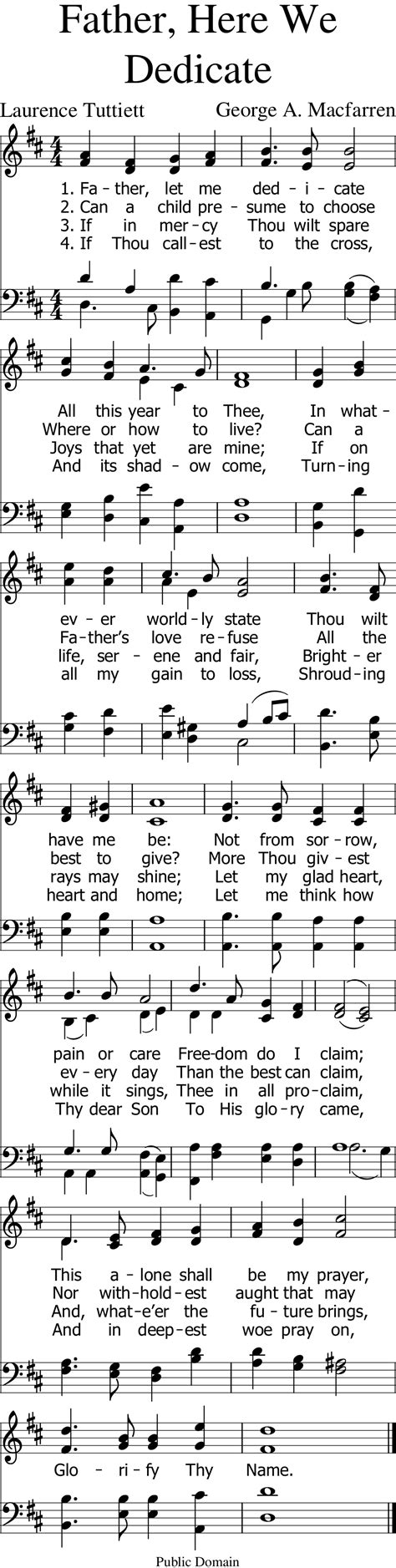 #442: Father, Here We Dedicate - Dedication sheet music | Mobile Hymns