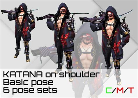 Second Life Marketplace [gil]katana{big Size] On Shoulder Pose Set