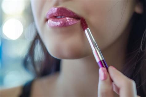 Premium Photo A Close Up Of A Woman Putting Lipstick On Her Lips