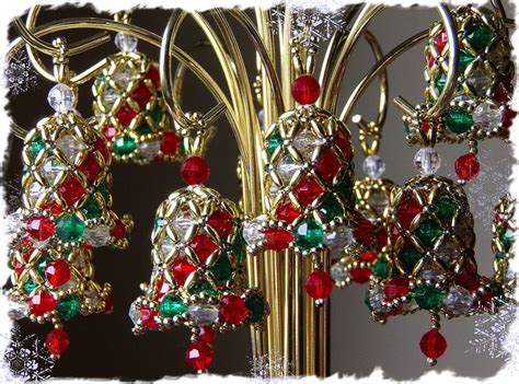 Bead Bell Ornaments Hand Made Beaded Christmas Bells Christmas