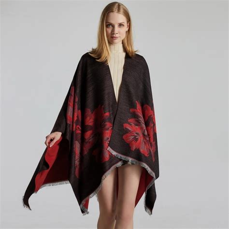 Poncho Femme Fleurs Univers Du Poncho