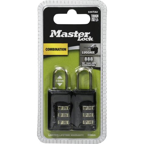 Master Lock Padlock 20mm Combination Lock 2pk Woolworths