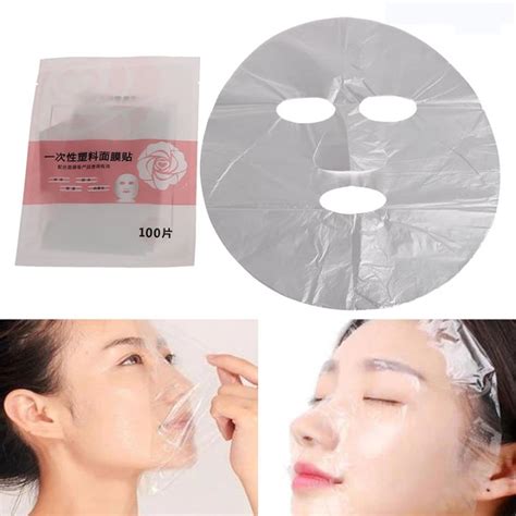 100pcs Disposable Plastic Film Skin Care Full Face Cleaner Mask Paper ...