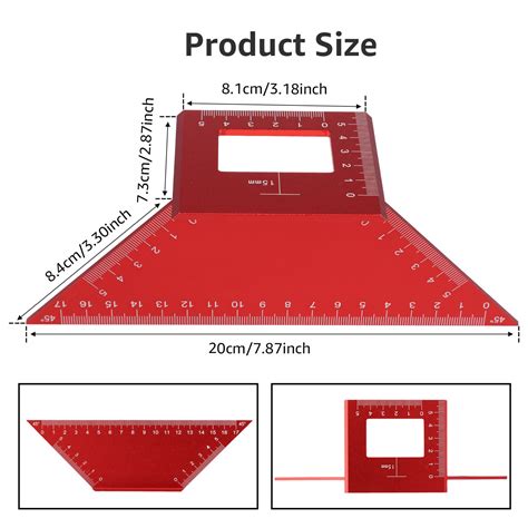 D Multi Angle Measuring Ruler Aluminum Alloy Degree Ruler Miter