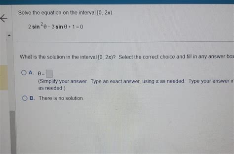 Solved Solve the equation on the interval 0 2π Chegg