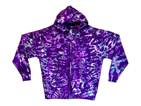 Tie Dye Zip Hoodie Purple Moon Blotter Scrunch Art Psychedelic Etsy