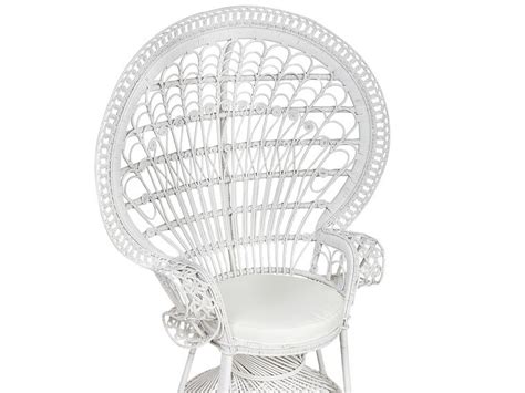 Rattan Peacock Chair White Emmanuelle Uk