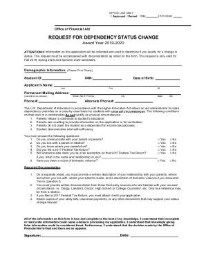 Fillable Online Request For Dependency Satus Change Fax Email Print