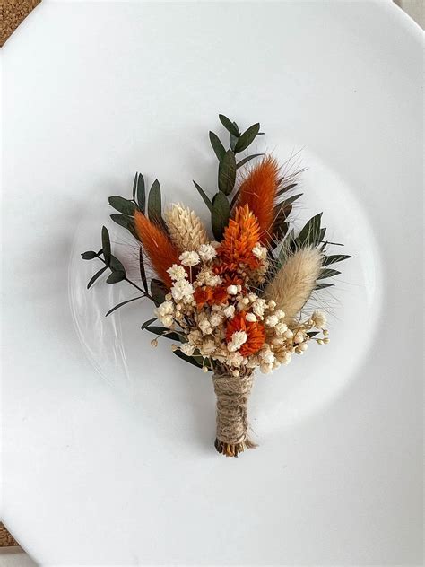 Greenery Eucalyptus Terracotta Wedding Boutonniere Groomsmen Flower