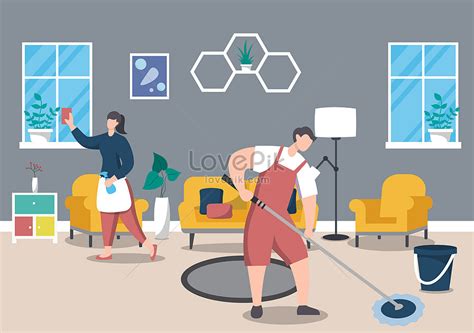 Home Cleaning Service Flat Vector Illustration Image Picture Free