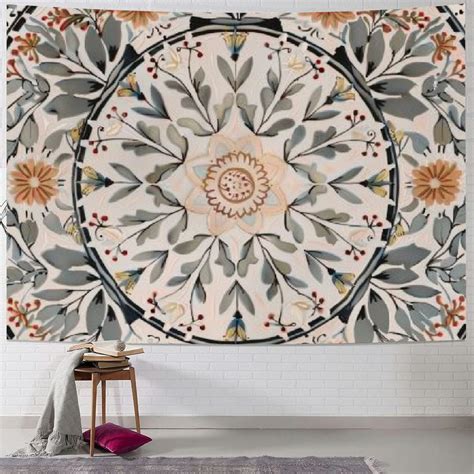 BCIIG Sketched Floral Medallion Tapestry Bohemian Mandala Wall Hanging