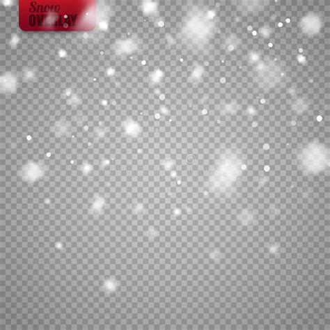 Snow Overlay Transparent Background Vector Falling Snowflakes Isolated