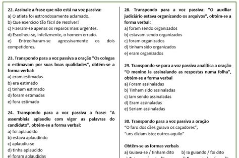 Vozes do verbo Bateria de exercícios Lição Prática