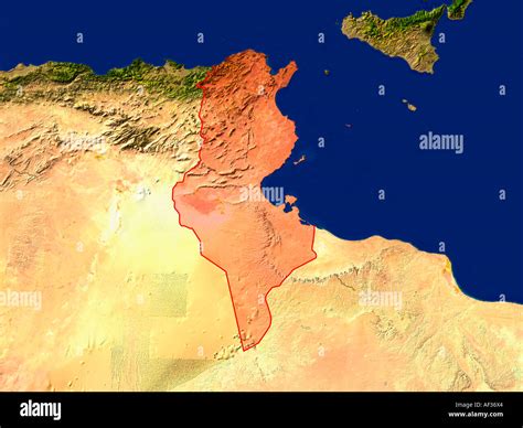 Tunisia Map Satellite Geography Banque De Photographies Et Dimages à