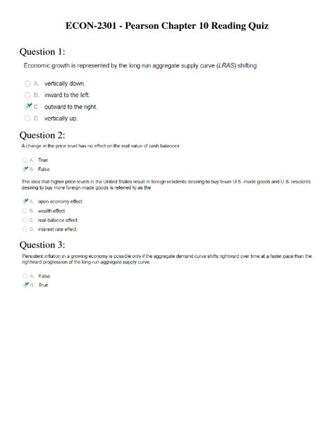 Solution Econ Pearson Chapter Reading Quiz Studypool