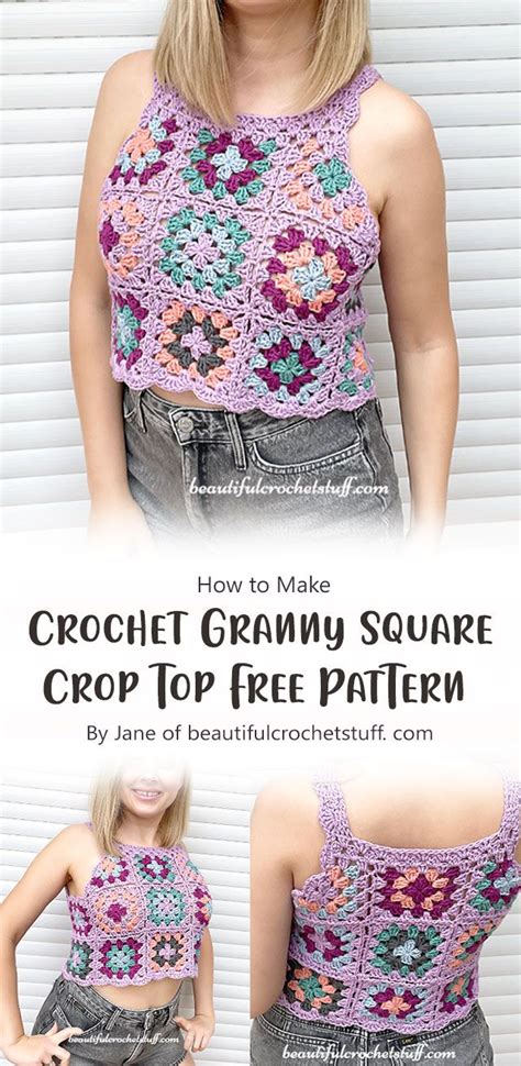 Lovely Crochet Granny Square Crop Top Pattern By Jane Of