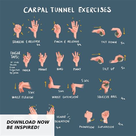 Carpal Tunnel Exercises Print Digital Blue Hand and Wrist Exercises for Carpal Tunnel Relief - Etsy