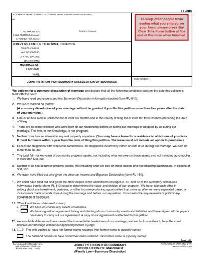 Fl Joint Petition For Summary Dissolution Of Marriage Legalfill