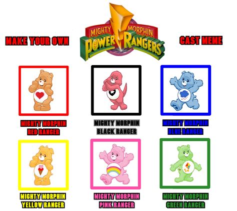 My Mighty Morphin Power Rangers Cast Care Bears By Joshuat1306 On