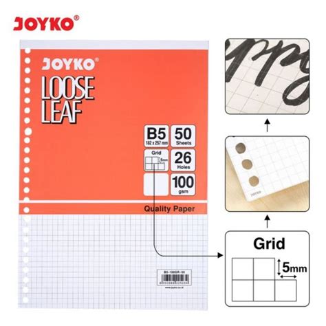 Joyko Loose Leaf B Kotak B Gr Isi Kertas File Binder Grid Gsm