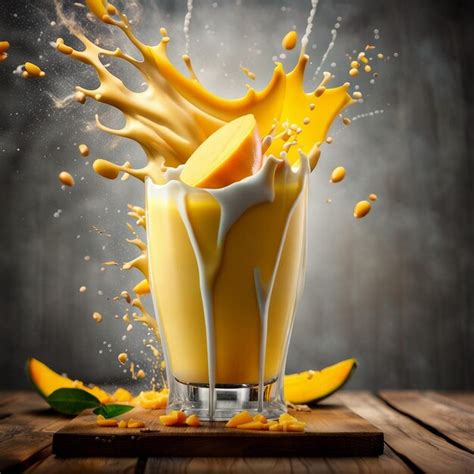 Premium AI Image A Mango Milkshake In Glass