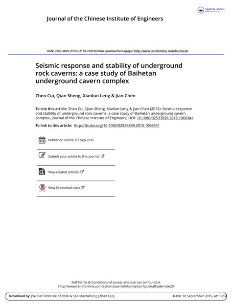 Pdf Seismic Response And Stability Of Underground Rock Caverns A