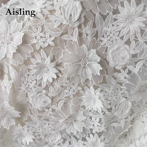 High Quality D Milk Silk Fabric Off White Lace Fabric French Flower